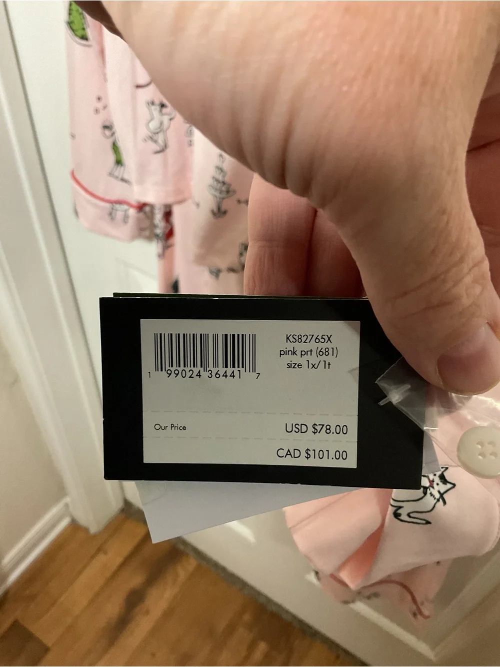 Kate Spade Holiday Cat Pajama Set Pink Christmas PJs 1X/1T